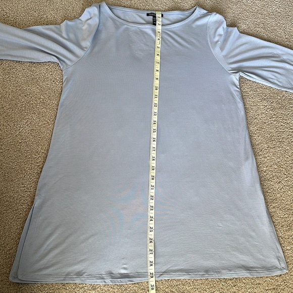 Eileen Fisher Wistr Fine Tencel Jersey Stretch Bateau Neck Tunic Blue Medium - Picture 9 of 10
